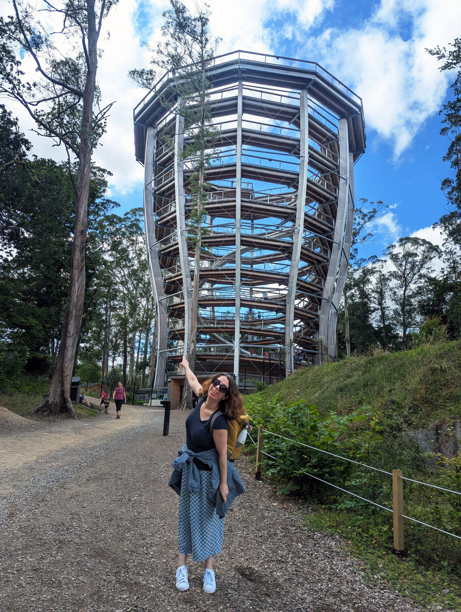 Image of the portfolio owner pointing at a treetop in Avondale, Ireland