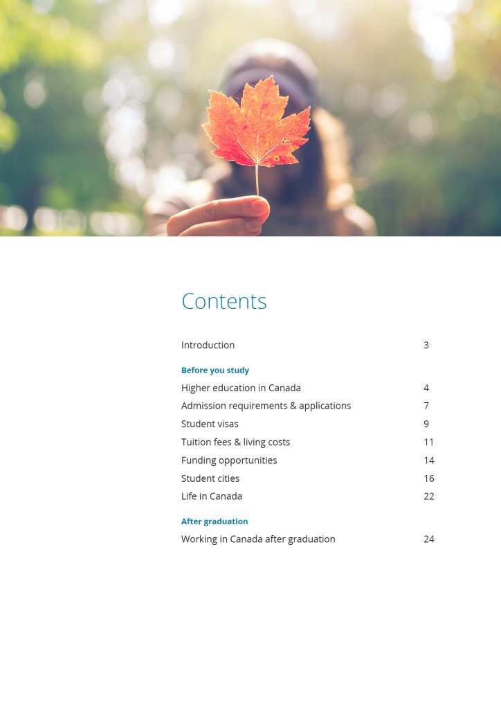 Guide page layout with engaging photography